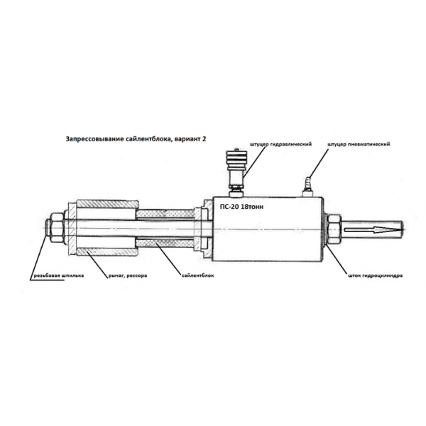 Универсальное устройство выпресовки (запресовывания) втулок, пальцев и сайлентблоков. Lotus VS ПС-40. Усилие 40т