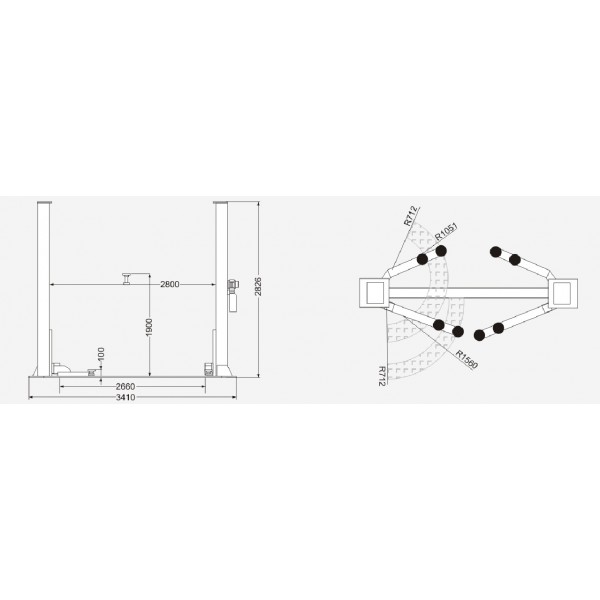 Подъемник двухстоечный с нижней синхронизацией SkyRack SR-2040 (4т)