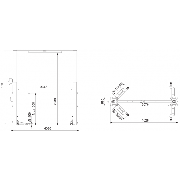 Подъемник двухстоечный с верхней синхронизацией SkyRack SR-2055H (5.5т)